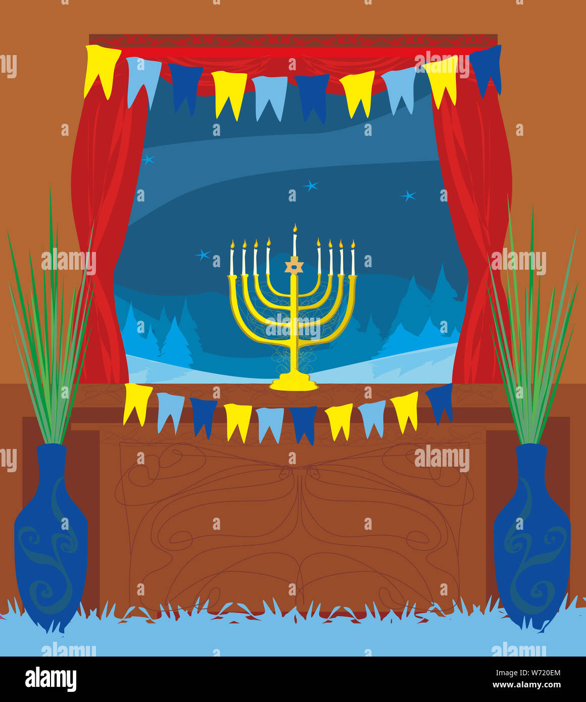 Candlestick in window hanukkah Stock Photo Alamy