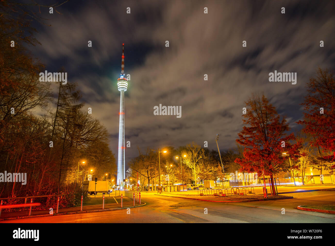 Germany, Stuttgart television tower in the night Stock Photo - Alamy