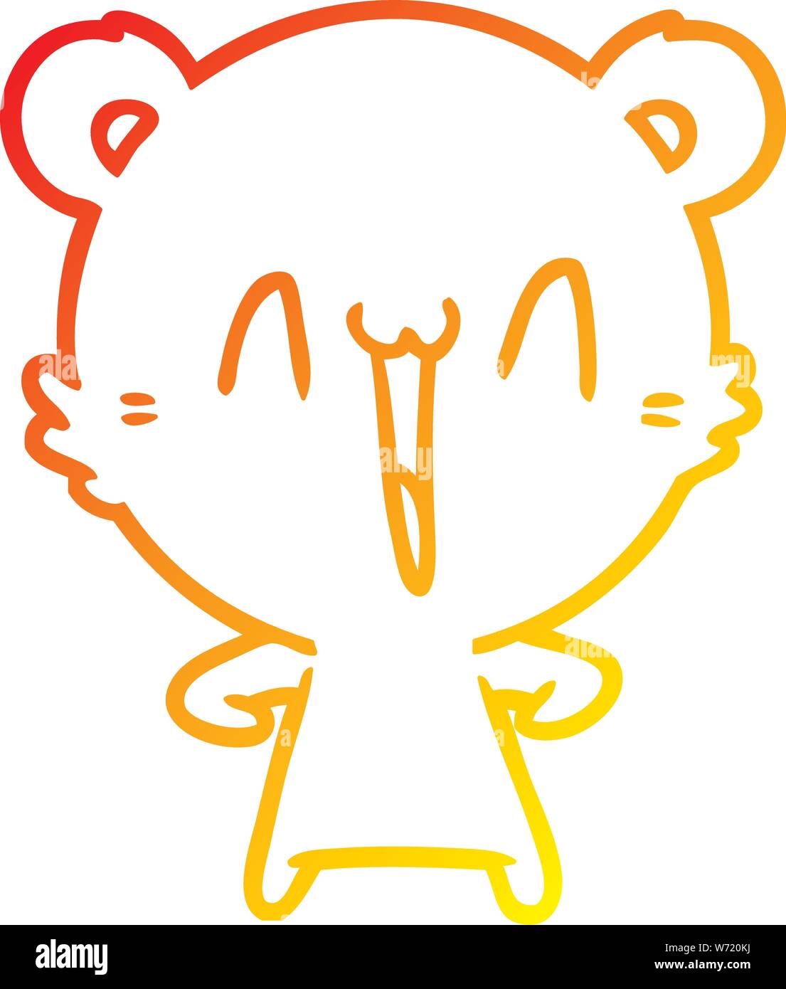 warm gradient line drawing of a happy bear cartoon Stock Vector Image ...