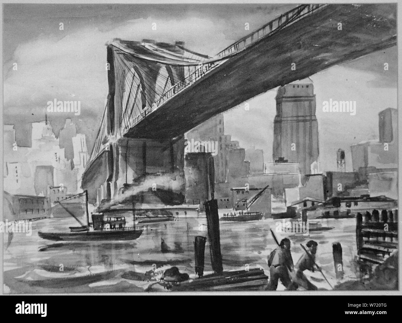 Brooklyn bridge watercolor hi-res stock photography and images - Alamy