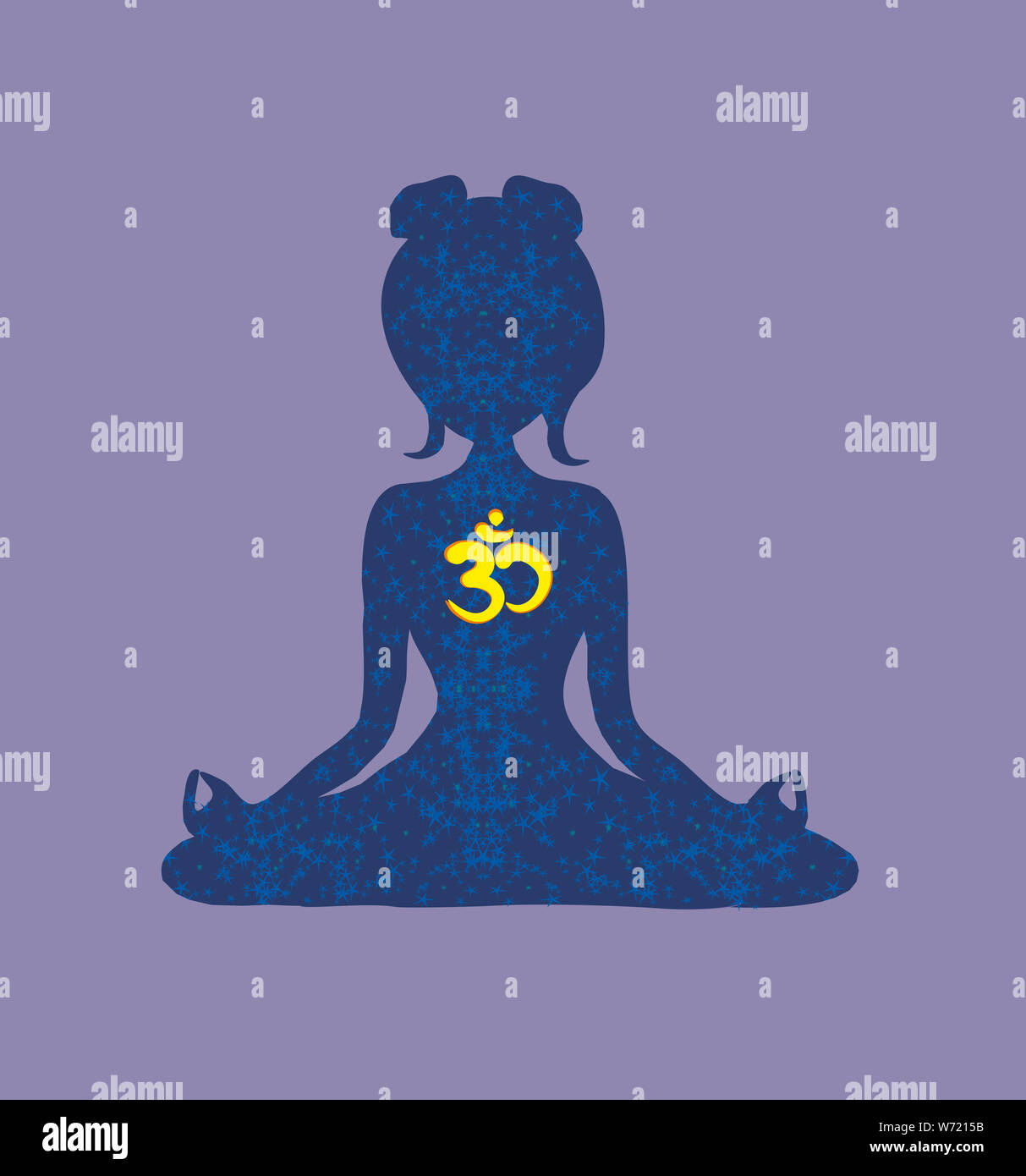 Yoga girl with ohm symbol Stock Photo - Alamy