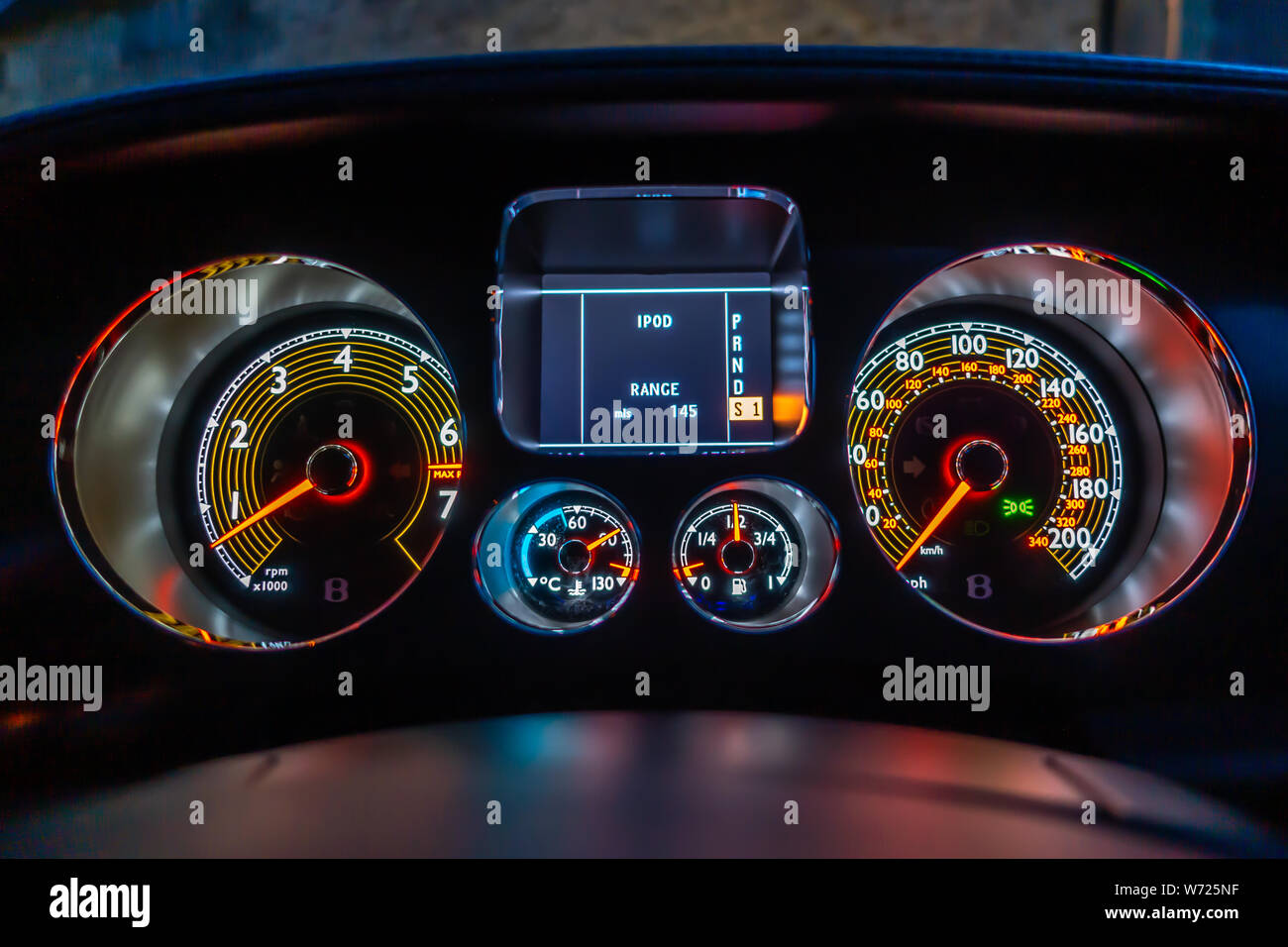 Bentley Continental Gtc Supersport Car Interior At Night Stock Photo Alamy