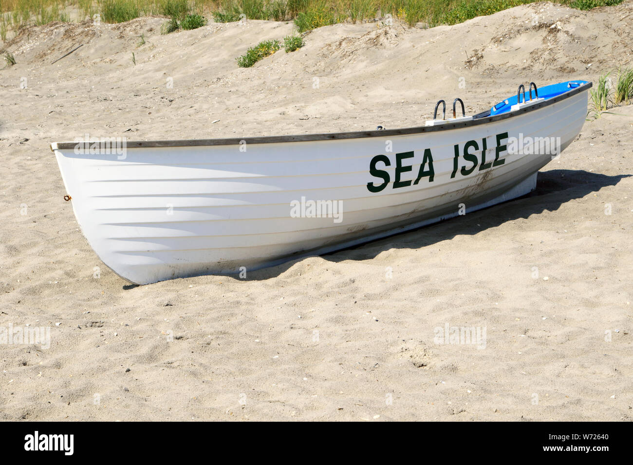 Lifeboats on the beach in Sea Isle City, New Jersey, USA Stock Photo