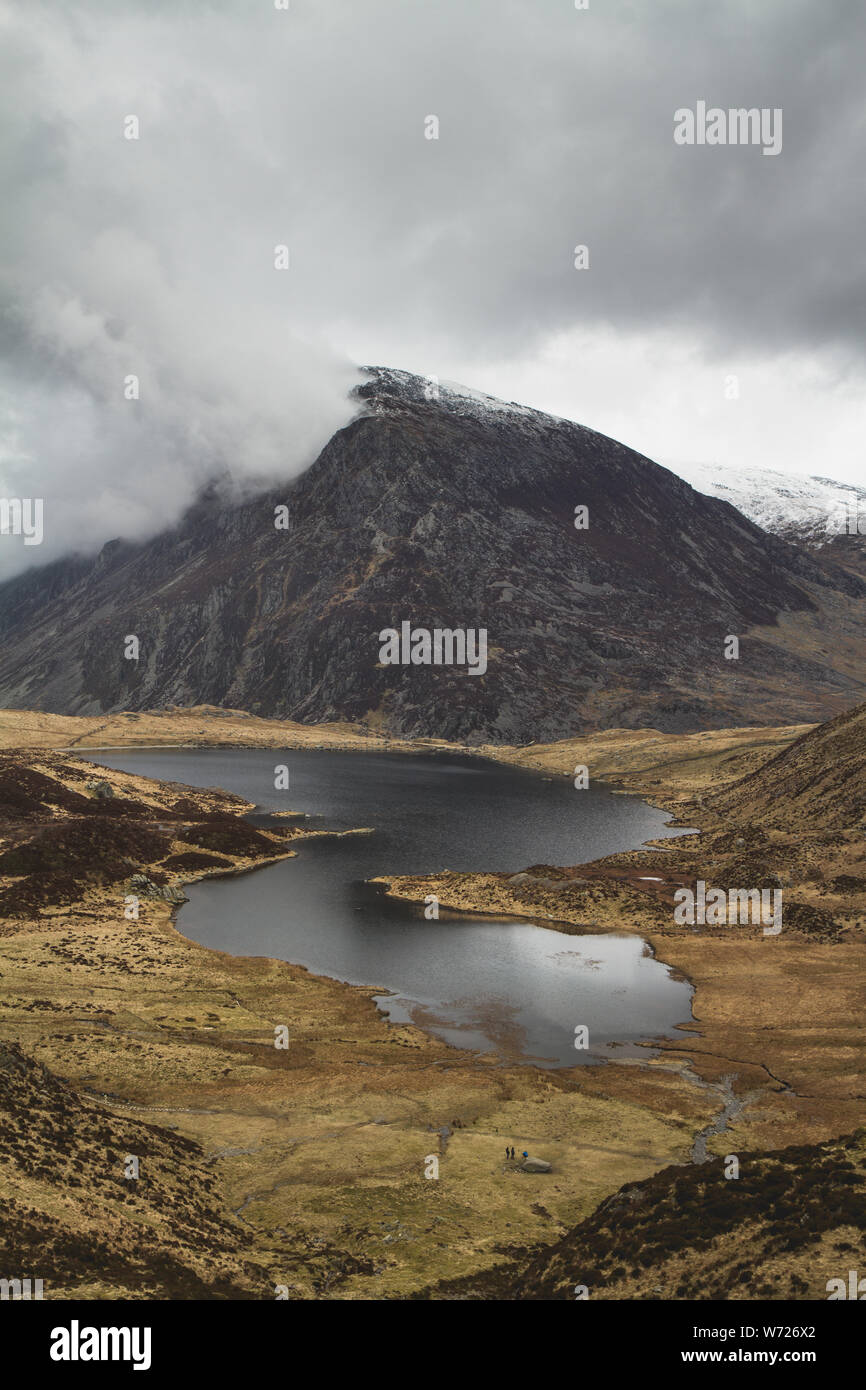 A walk / Hike around Lake Idwal, Snowdonia, Wales, United Kingdom Stock