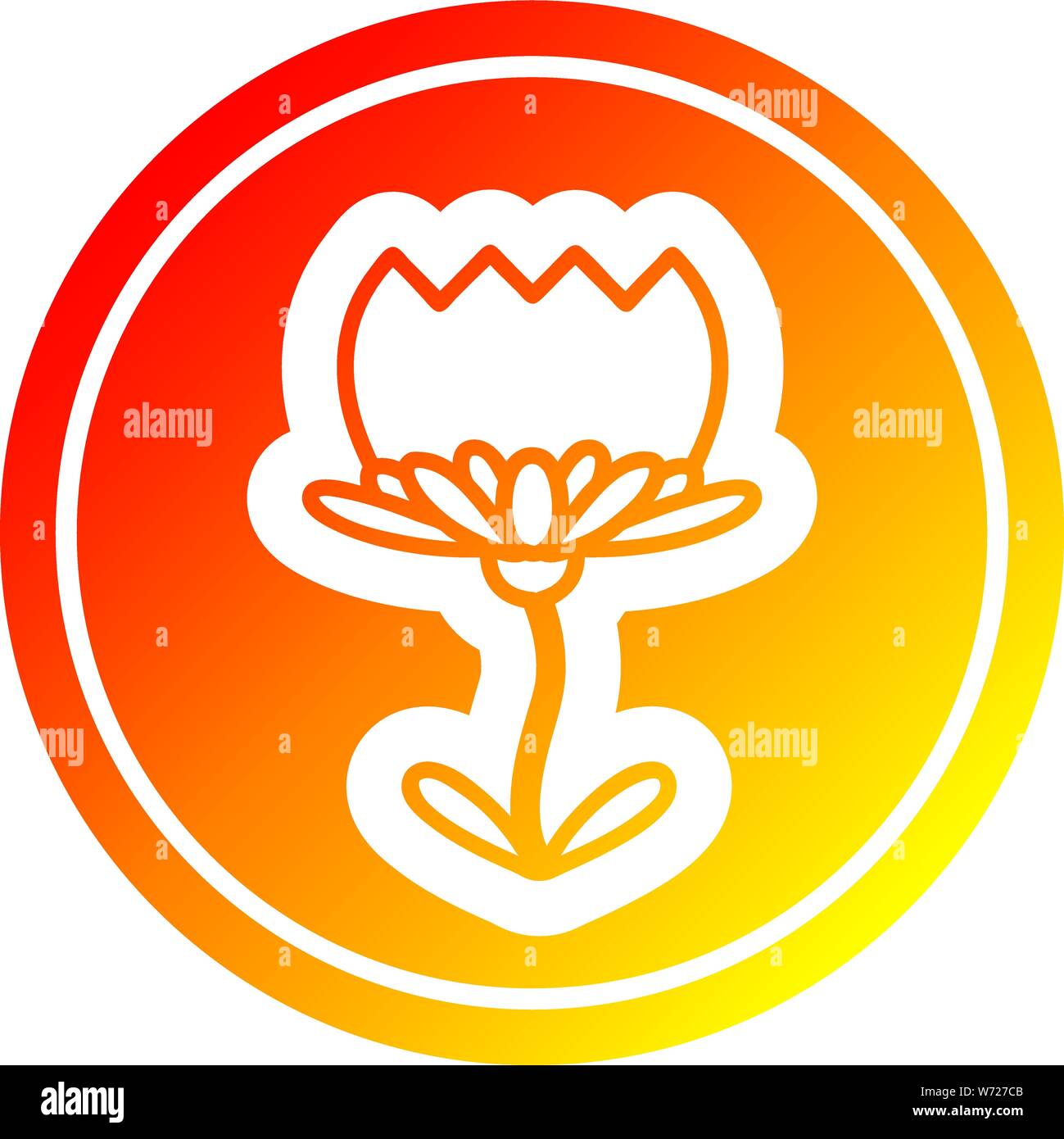 lotus flower circular icon with warm gradient finish Stock Vector Image ...