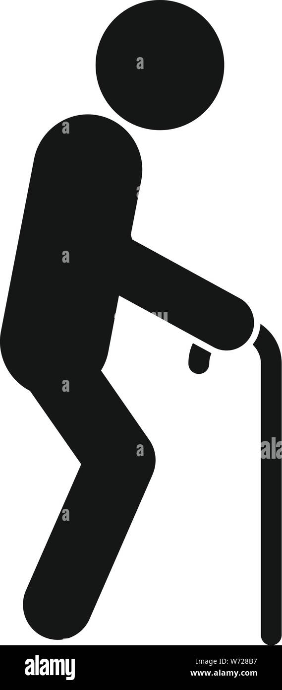 Senior man walking stick icon. Simple illustration of senior man ...
