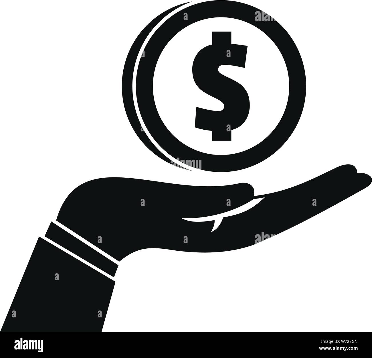 Donate money in hand icon. Simple illustration of donate money in hand vector icon for web design isolated on white background Stock Vector
