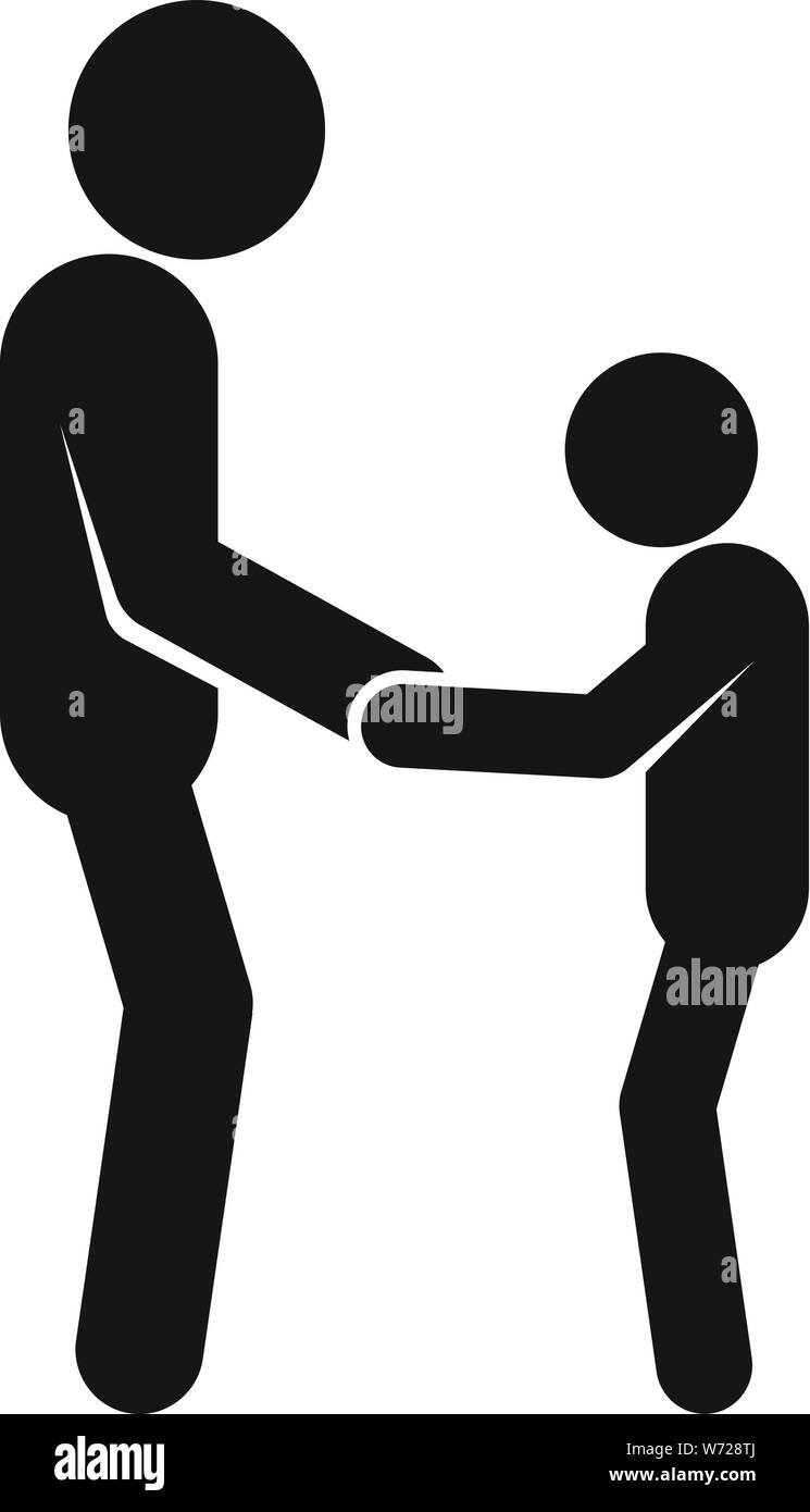 Kid help senior man icon. Simple illustration of kid help senior man ...