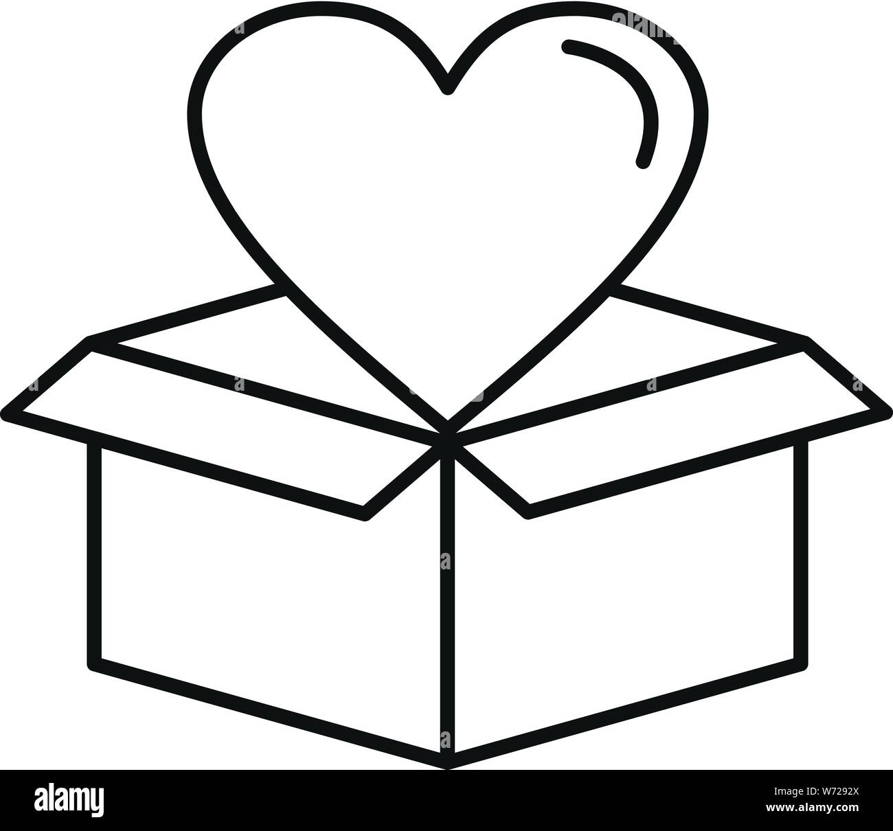 Heart box icon. Outline heart box vector icon for web design isolated