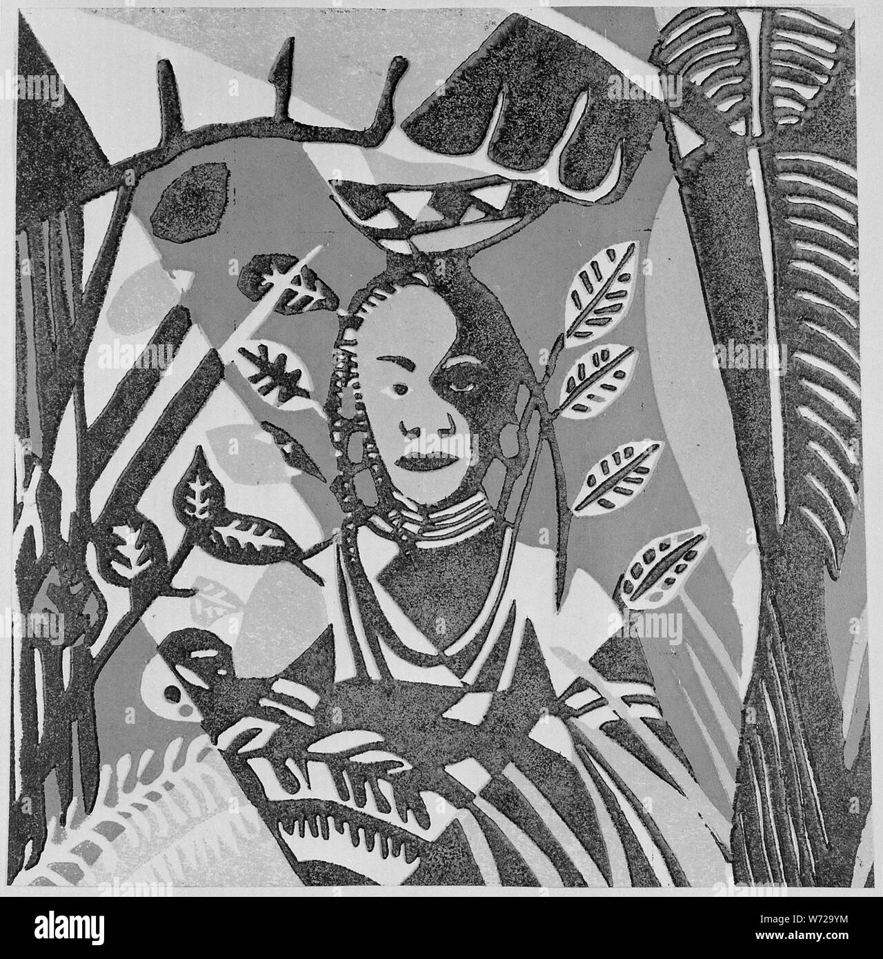 Fulani Milk Woman; General notes Linocut Stock Photo Alamy