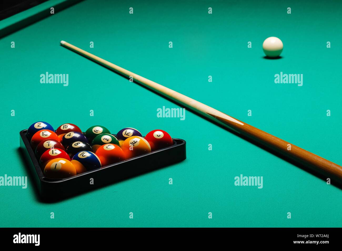 Billiard balls in a pool table, closeup Stock Photo Alamy