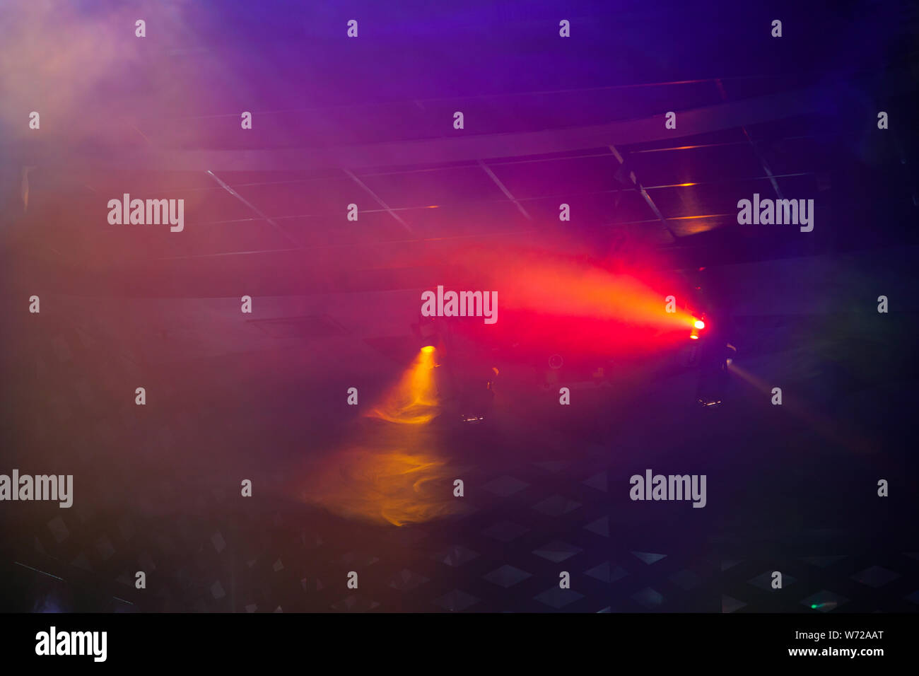 Disco light show, Stage lights with laser Stock Photo Alamy