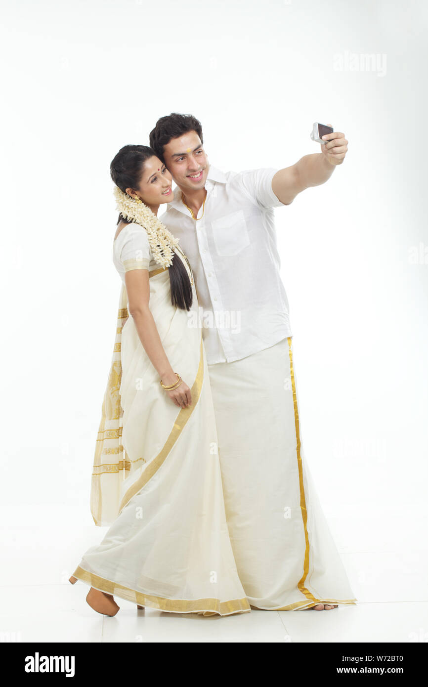 South Indian Couple Taking Picture Stock Photos South Indian