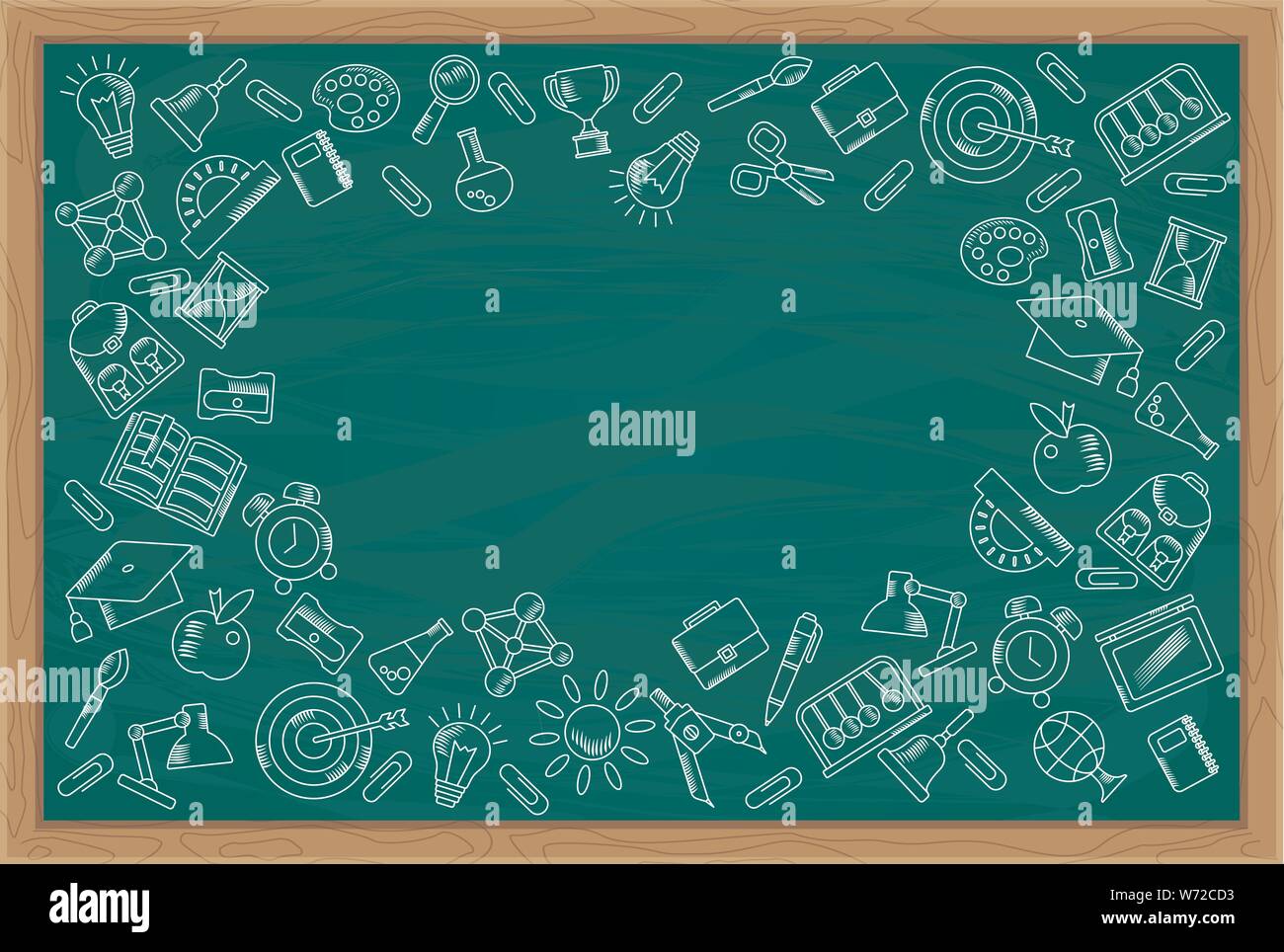 School background. Green school board in a wooden frame Stock Vector Image  & Art - Alamy