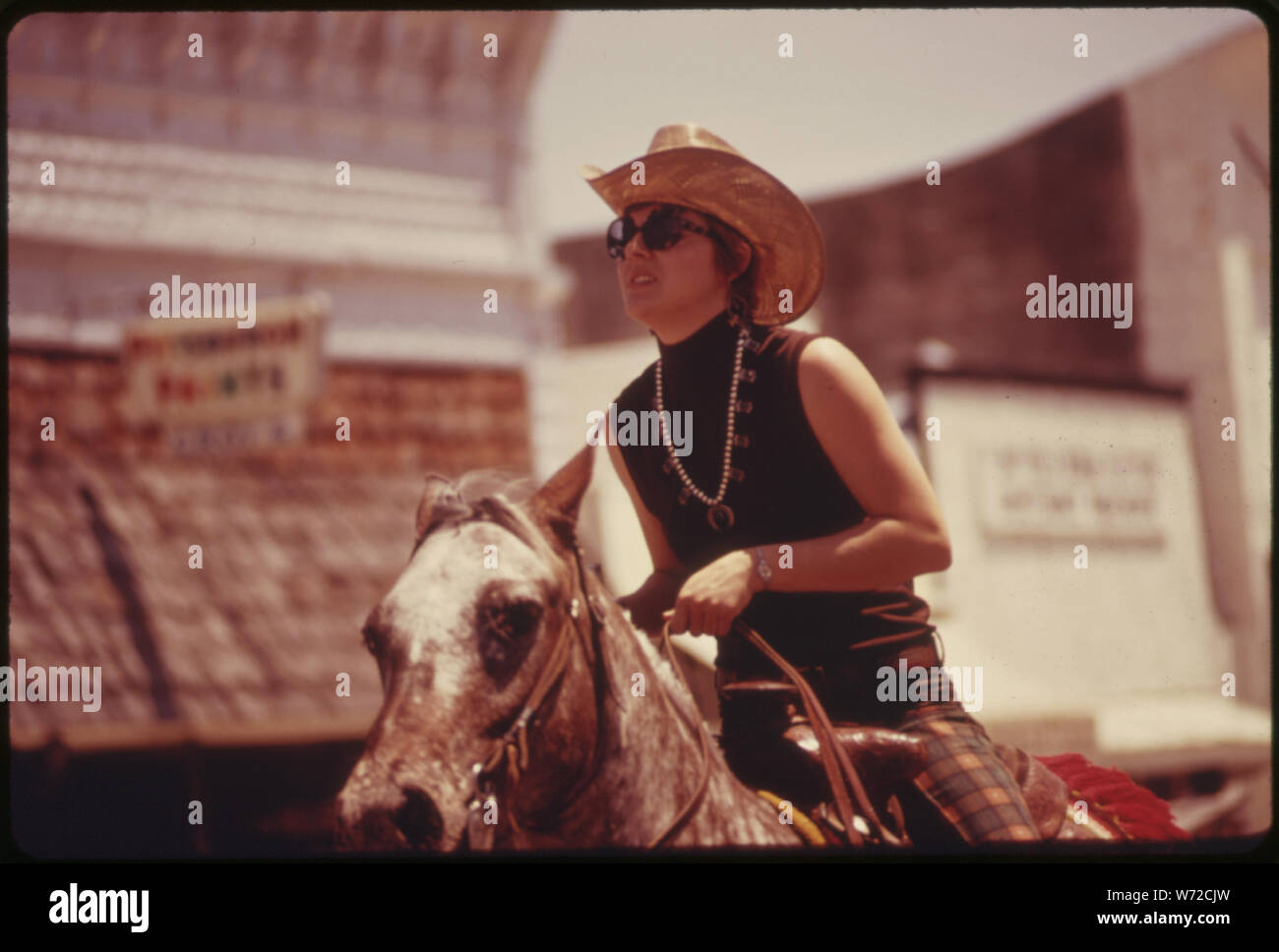 Horsewoman parades down the main street of cottonwood falls hires stock photography and images