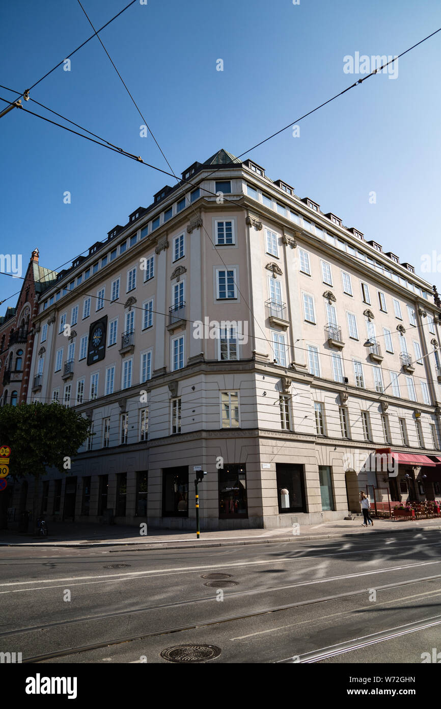 Hotel building that was the former bank famous for the Norrmalmstorg robbery that led to the phrase Norrmalmstorgssyndromet or 'Stockholm Syndrome'. Stock Photo