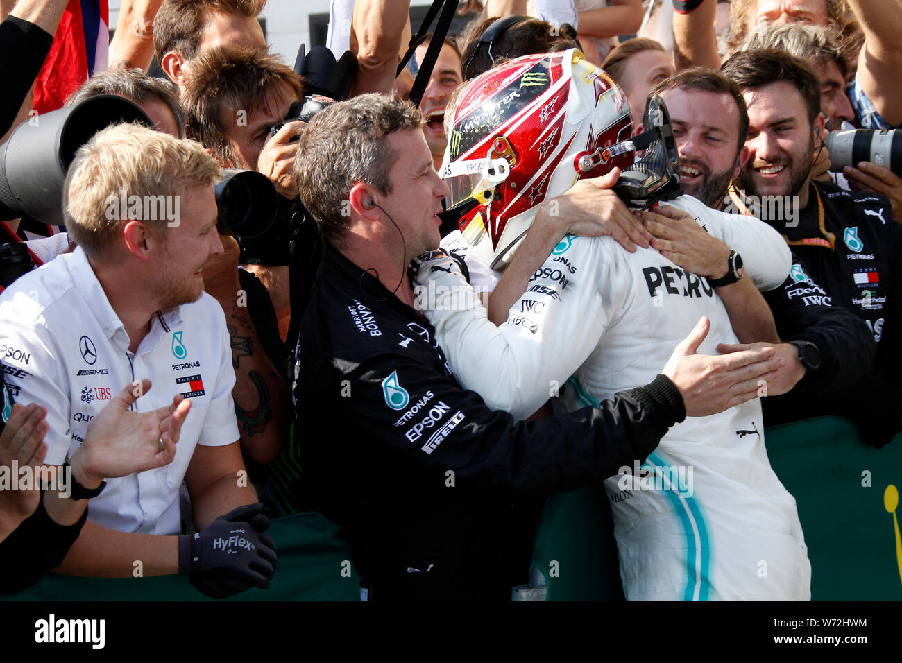 Mercedes amg f1 celebrates race winner lewis hamilton hi-res stock ...