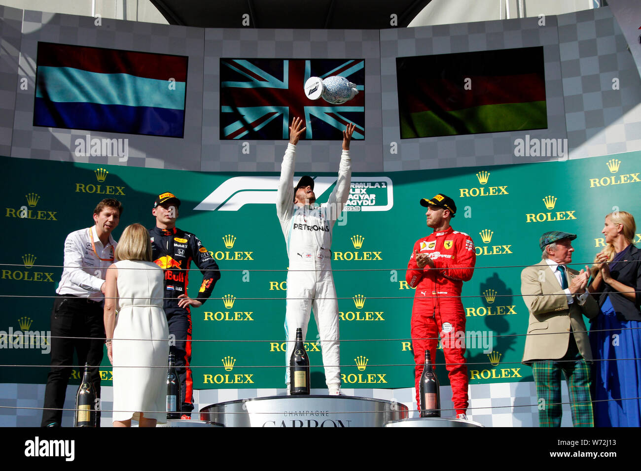 Mercedes amg f1 celebrates on podium race winner lewis hamilton hi-res ...