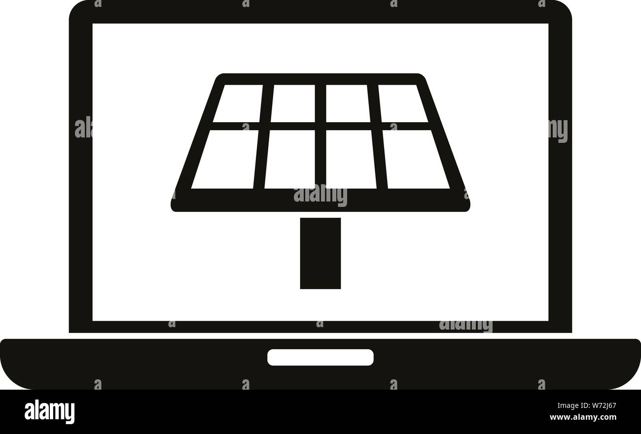 Laptop control solar panel icon. Simple illustration of laptop control ...