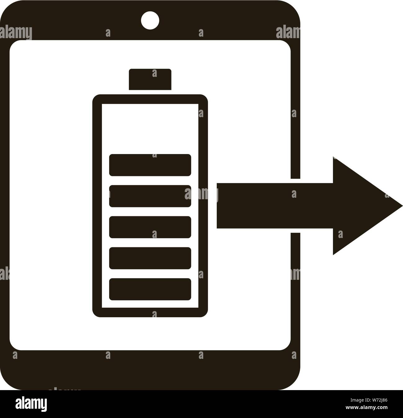 Tablet battery charging icon. Simple illustration of tablet battery