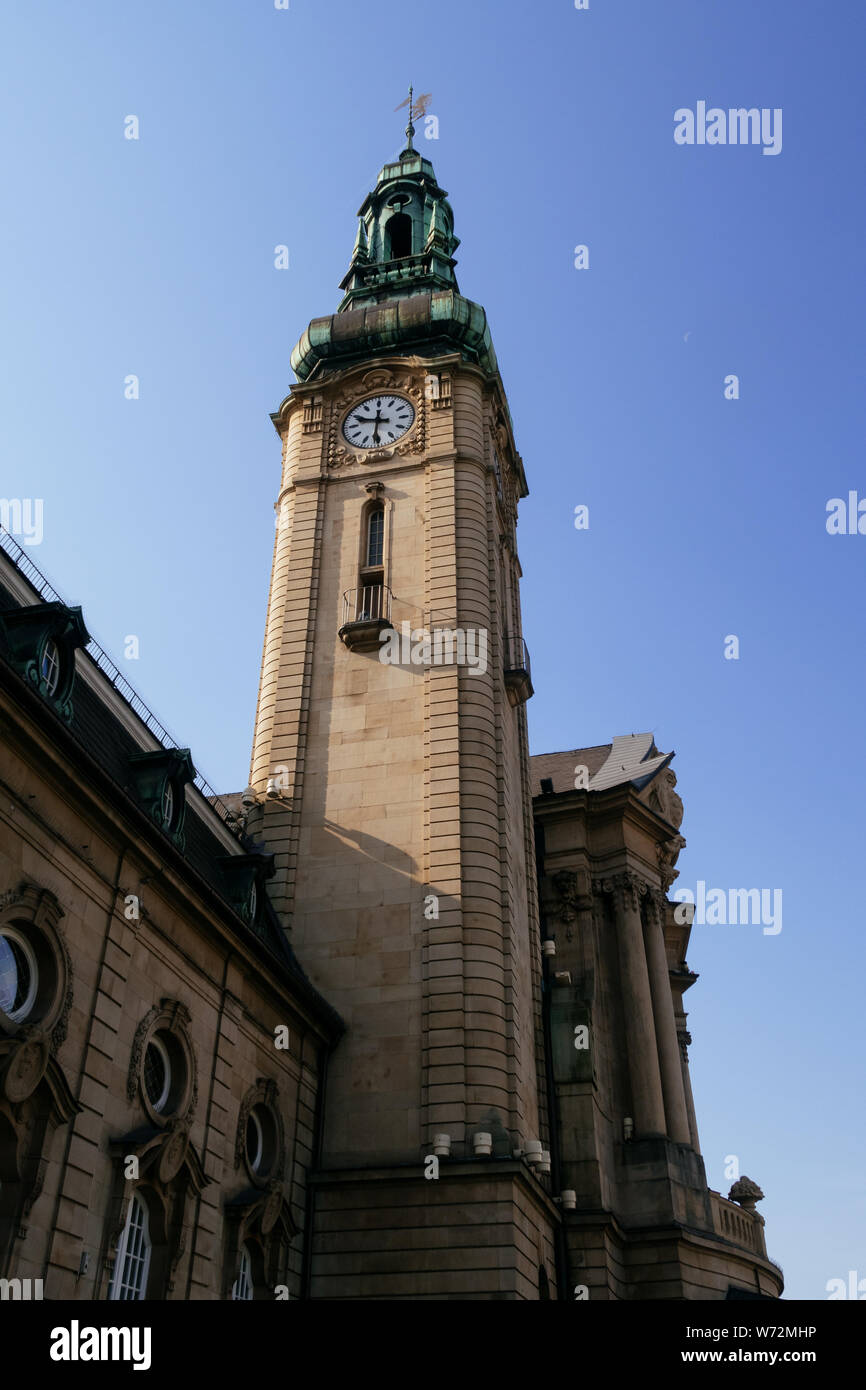 Gare Centrale, Luxembourg City central railway station Clock Tower Stock Photo