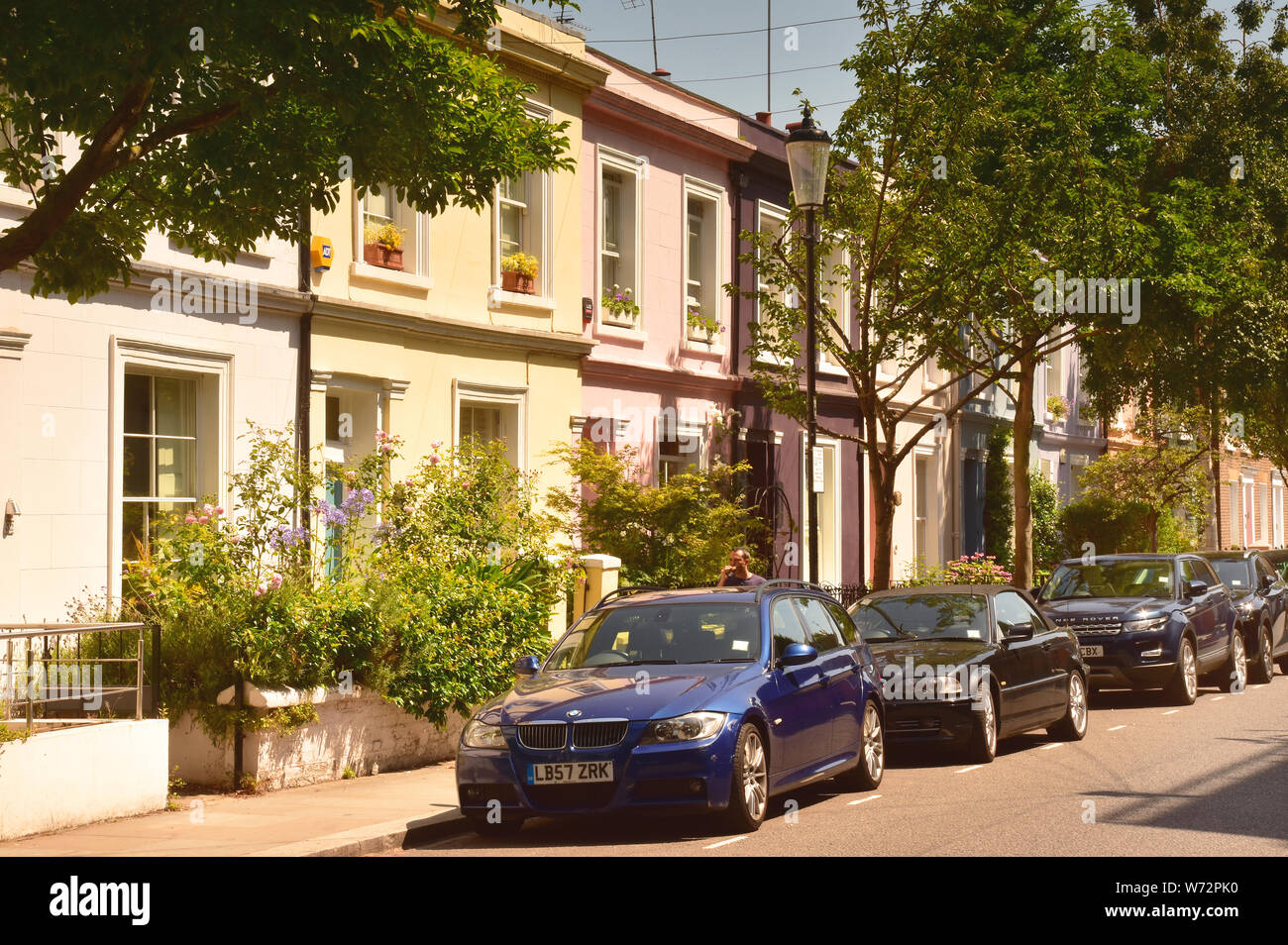 Brightly Painted Coloured Houses near Portobello Road in Notting Hill