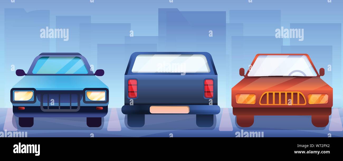 Pickup Cars Concept Banner Cartoon Illustration Of Pickup Cars