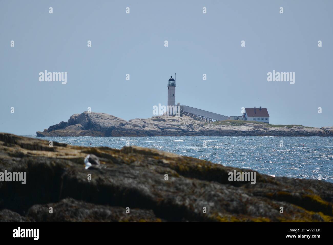 White Island Lighthouse in the Isles of Shoals, New Hampshire Stock ...