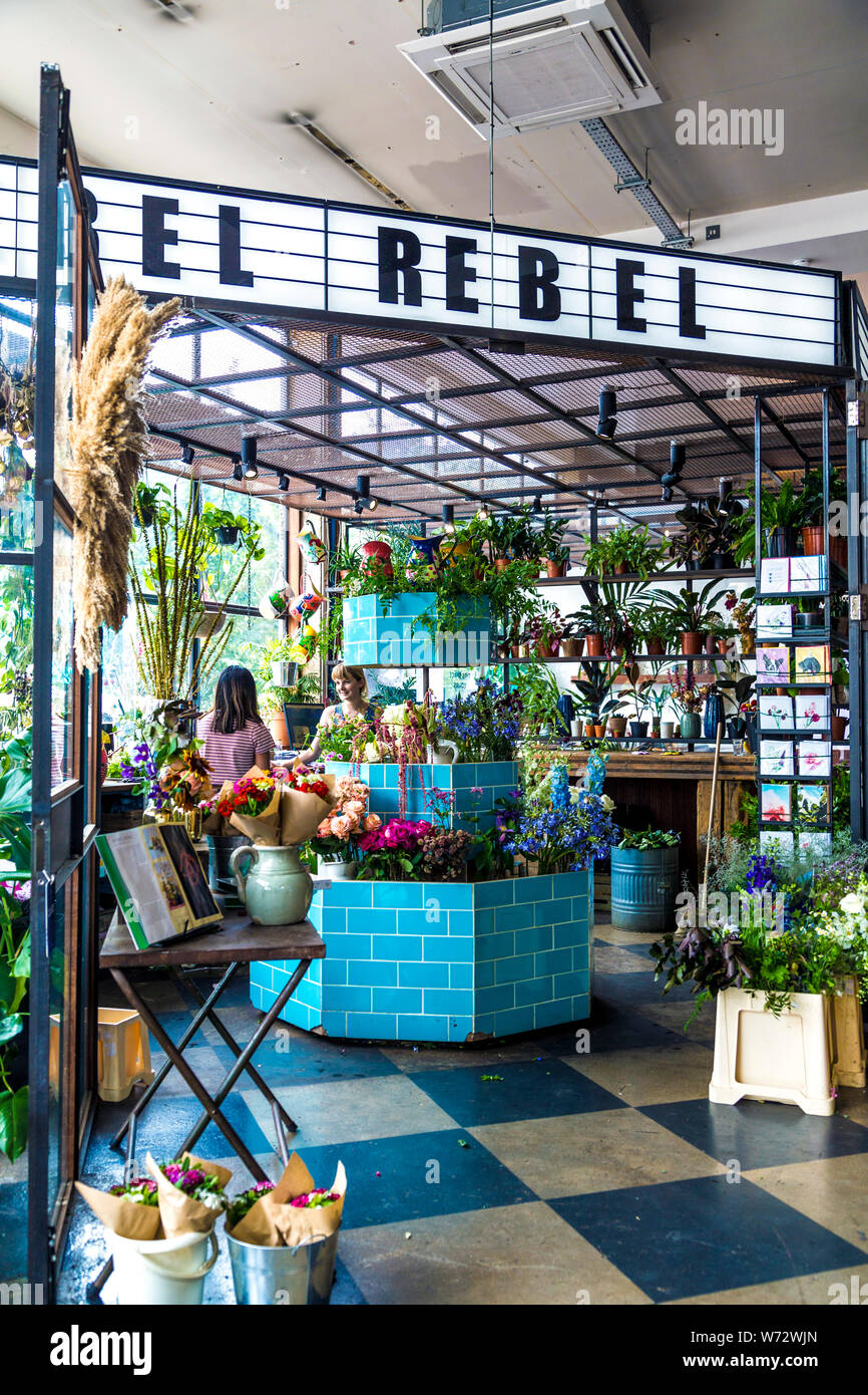 Rebel Rebel flower shop at Mare Street Market, Hackney, London, UK Stock Photo