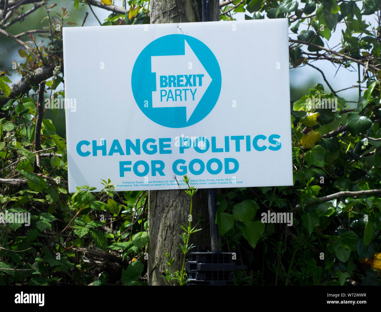 Brexit Party sign, UK Stock Photo