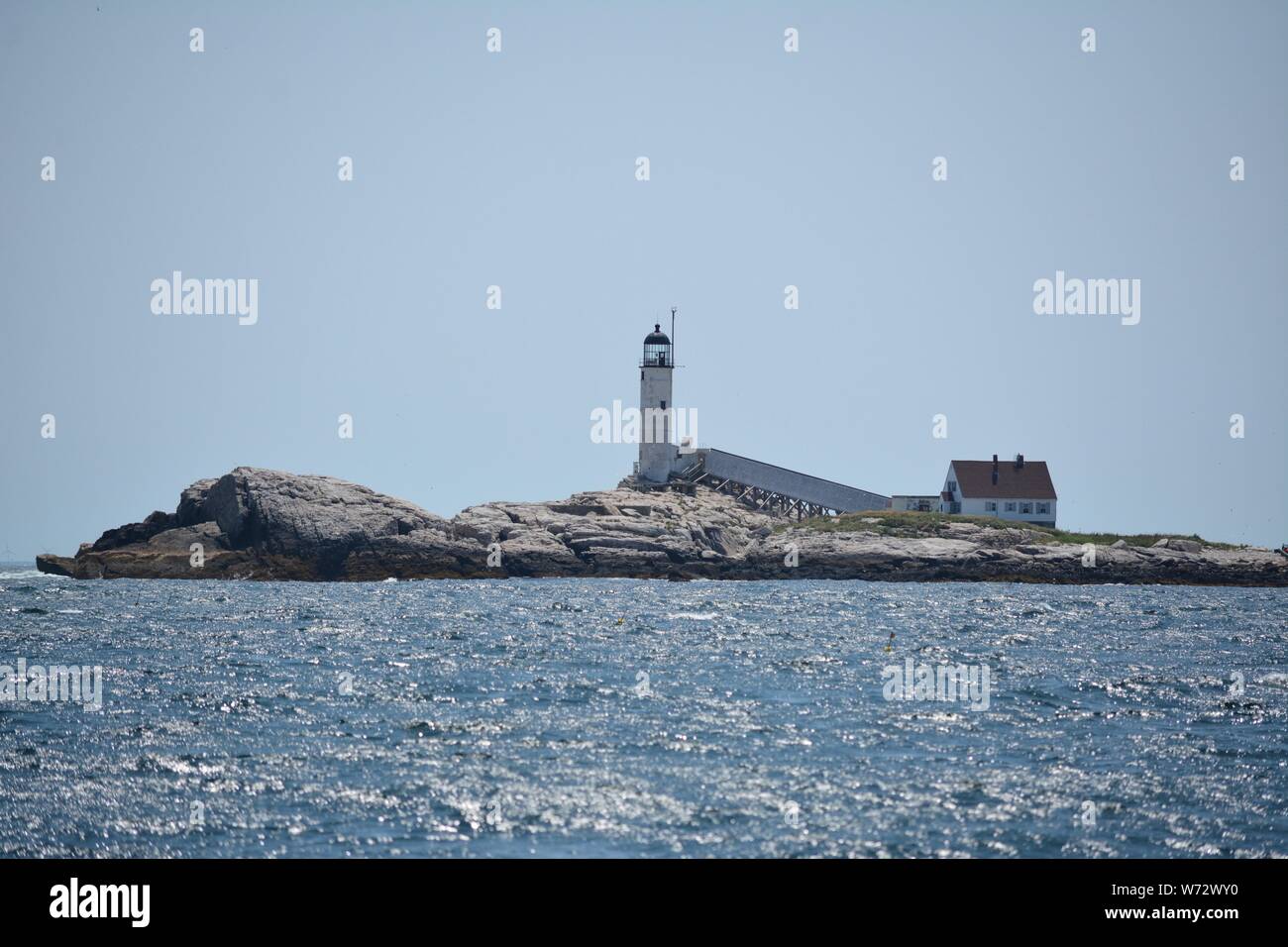 White Island Lighthouse in the Isles of Shoals, New Hampshire Stock ...