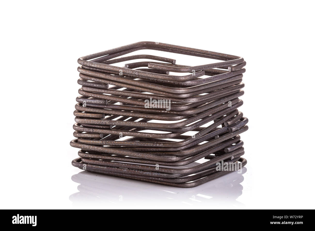 Steel stirrup for construction beam isolated on white background Stock