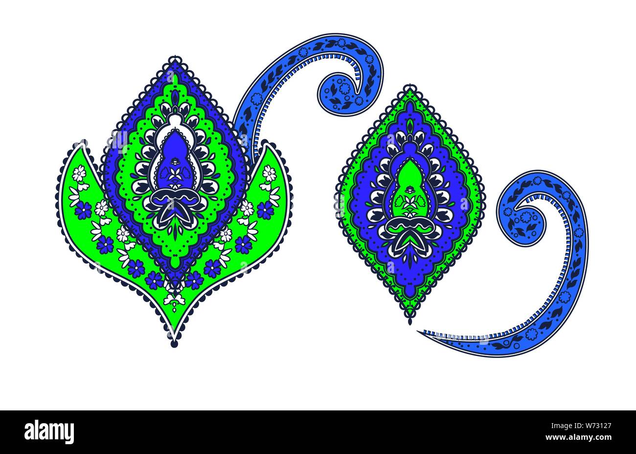 Vector set paisley pattern. Isolated elements for you design Stock