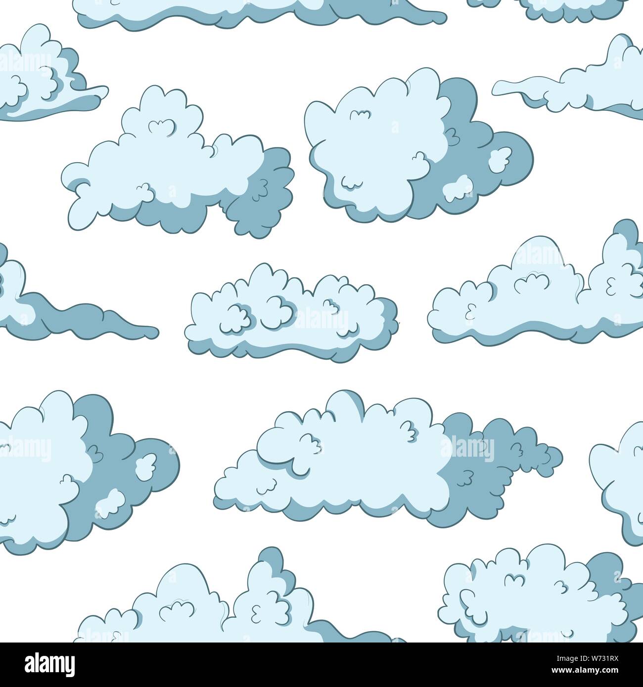 Cloud Seamless pattern. Fluffy sky drawing. Heaven spring wallpaper