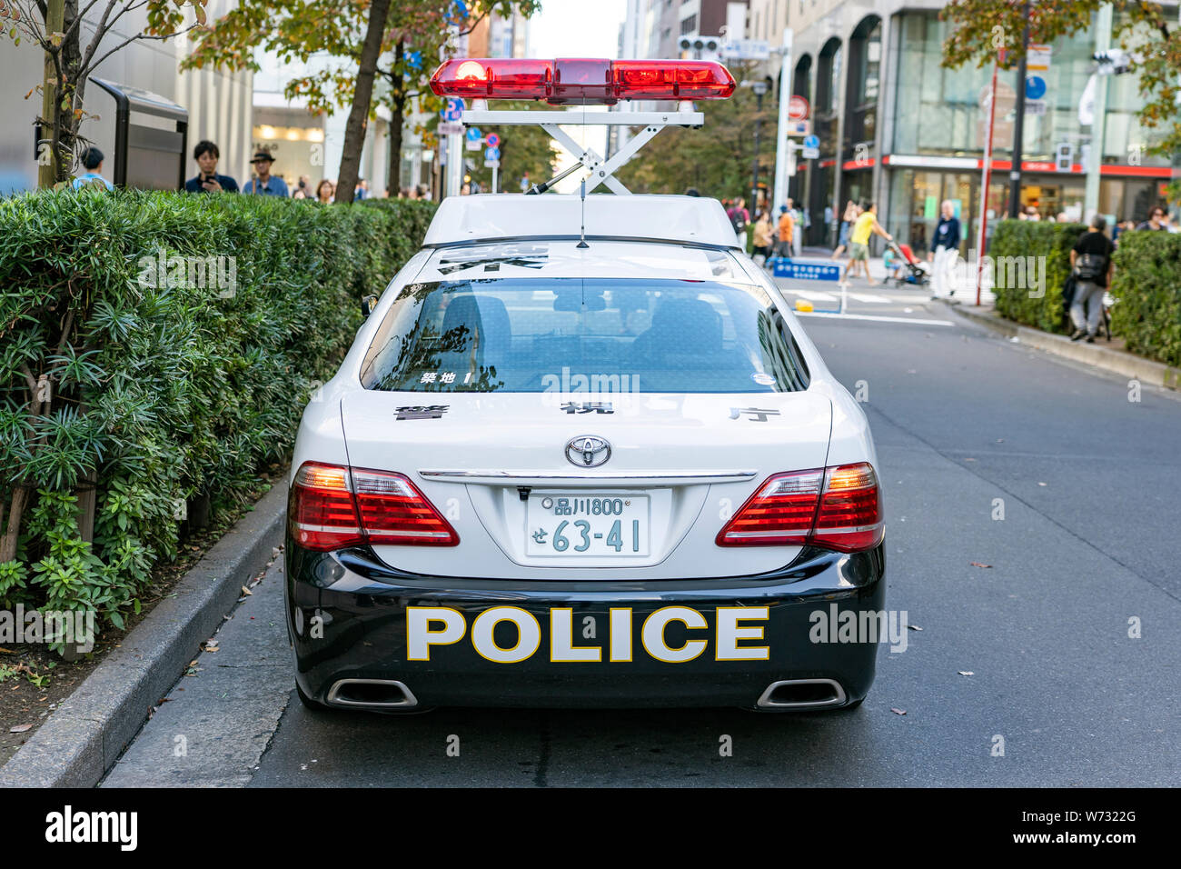 TOKYO, JAPAN - OCTOBER 6, 2018. Japanese Police Patrol Car Is Doing Civil Servant For Public Safety. Stock Photo