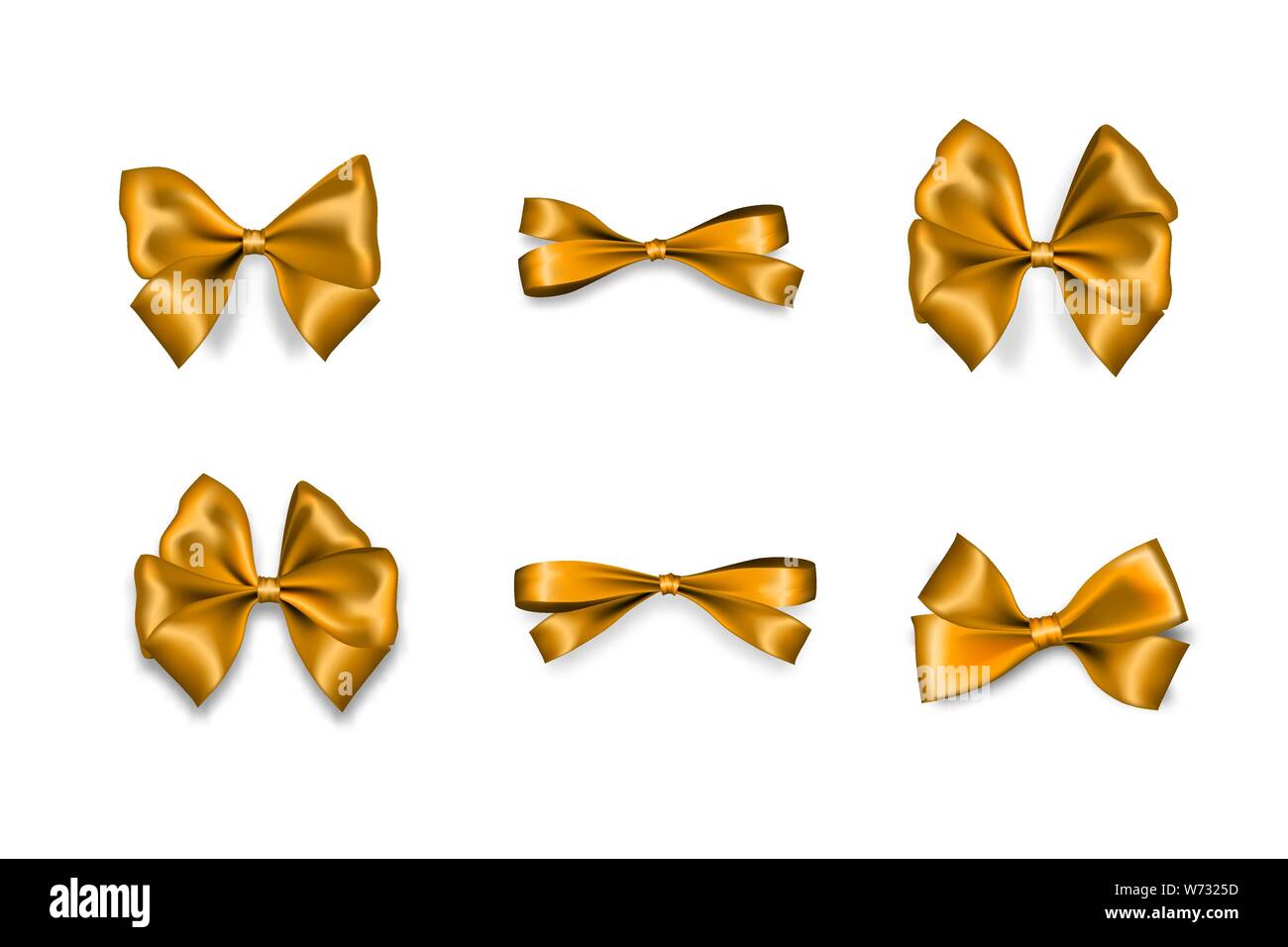 Holiday satin gift bow knot ribbon golden Stock Vector