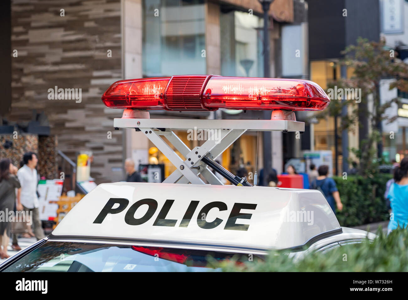 Closeup View Of Police Signal Light On A Police Patrol Car. Stock Photo