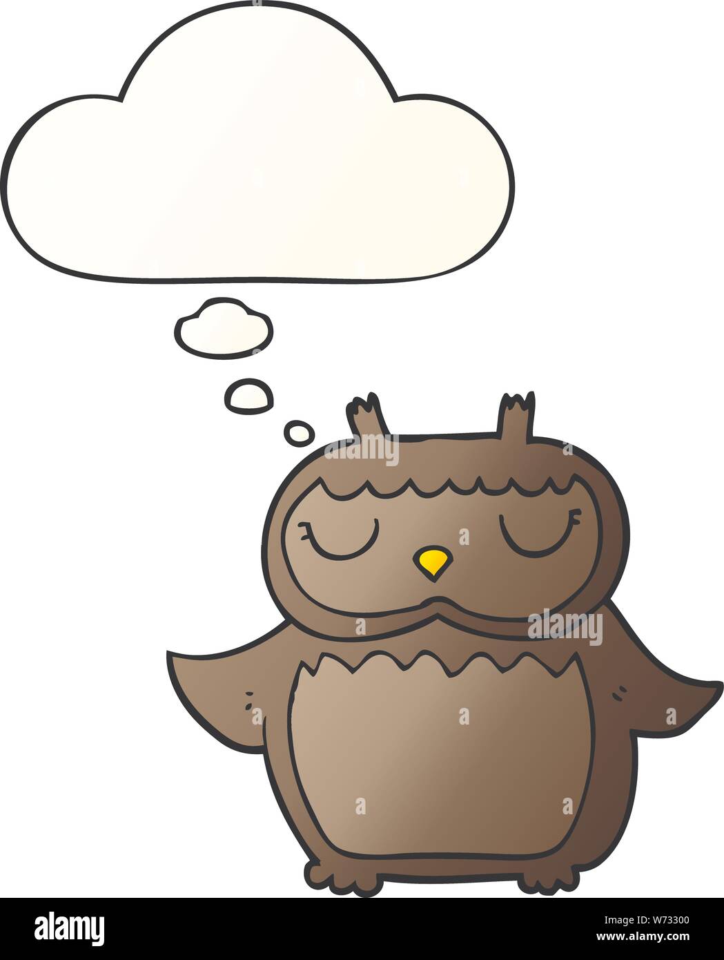 cartoon owl with thought bubble in smooth gradient style Stock Vector
