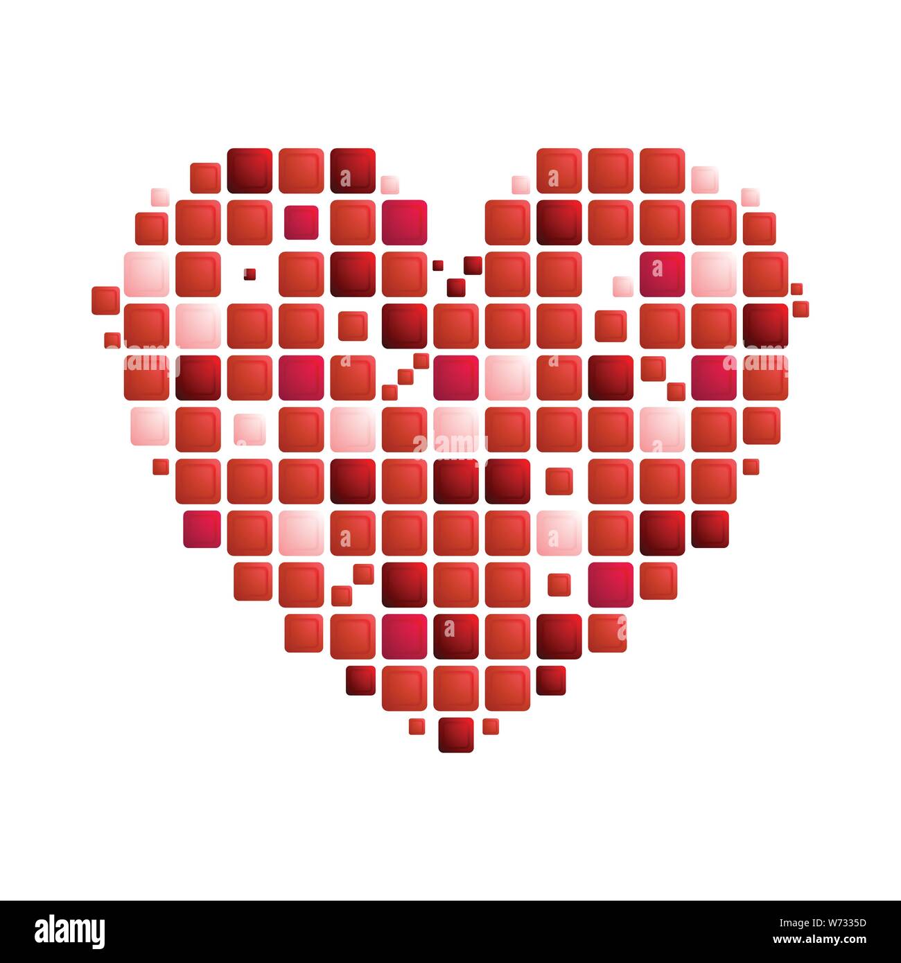 Geometric red heart symbol on white background. St Valentines Day vector greeting card design Stock Vector