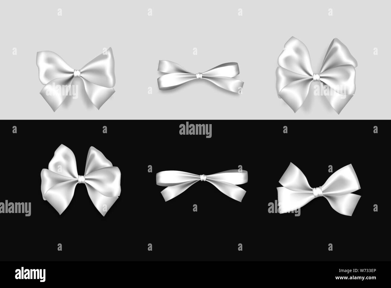 Holiday satin gift bow knot ribbon white Stock Vector