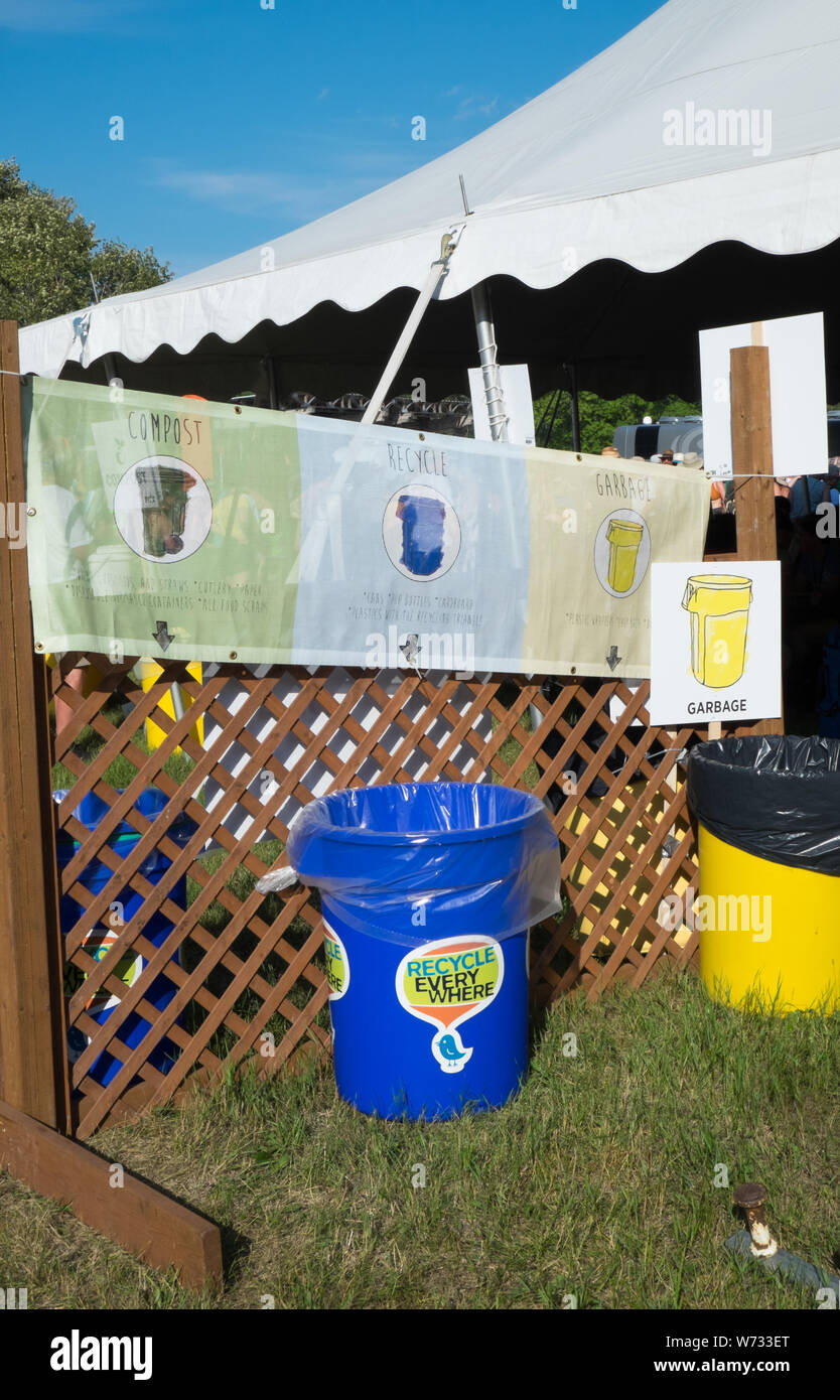 Recycling operation at Winnipeg Folk Festival 2019 Stock Photo