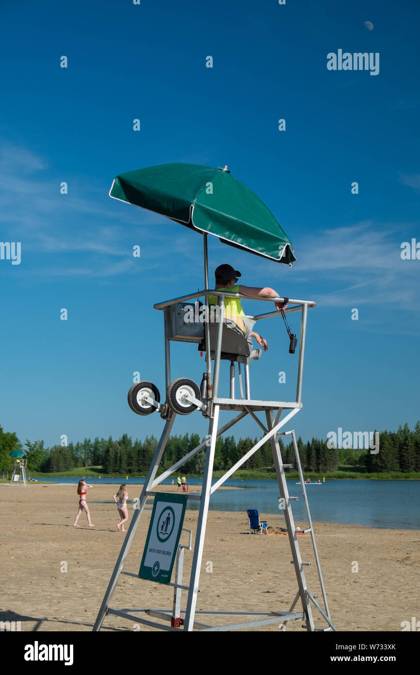 Lifeguard on Duty at Birdshill Park Manitoba Canada Stock Photo