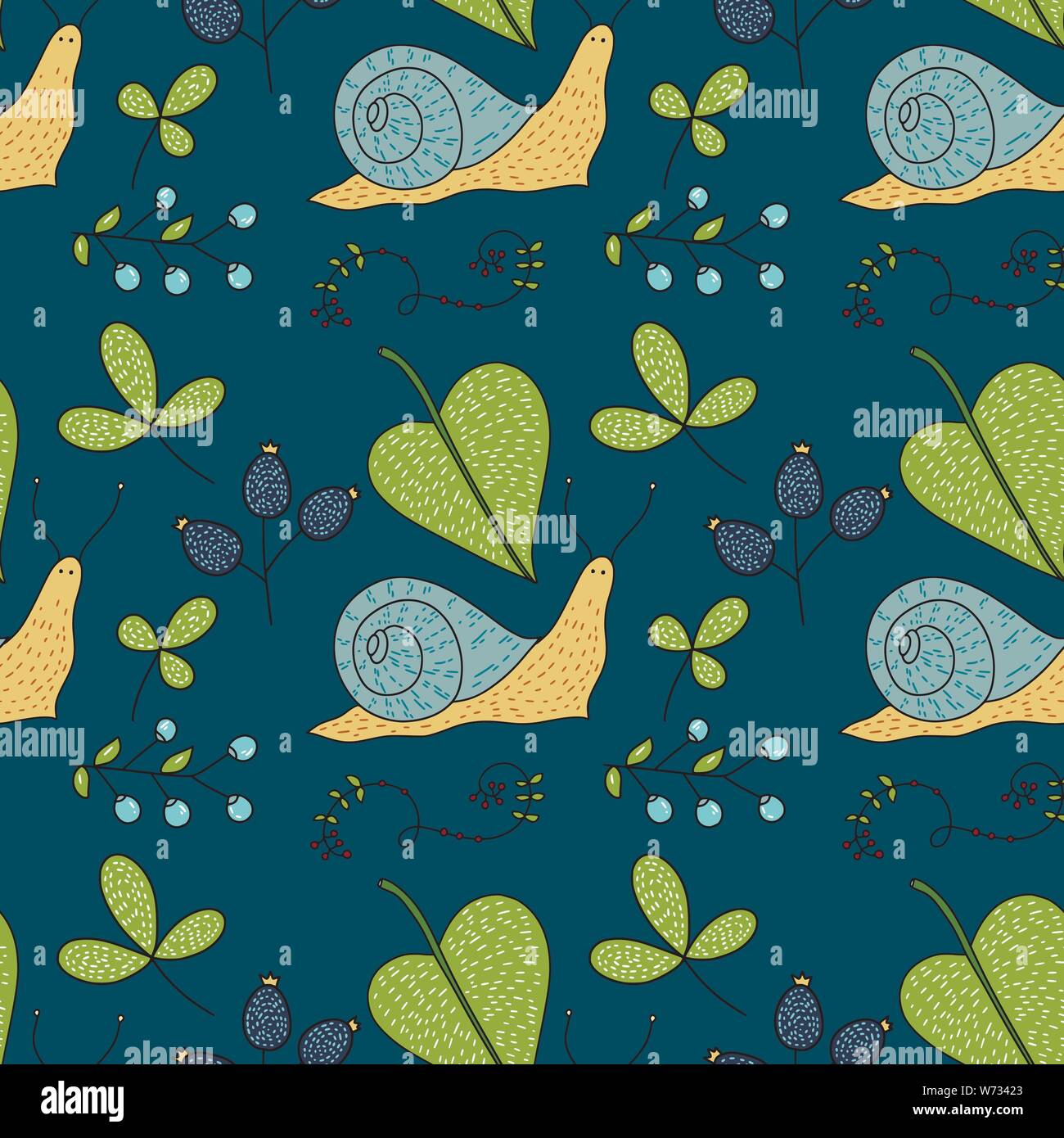 Seamless vector forest pattern with cute color illustrations Stock ...