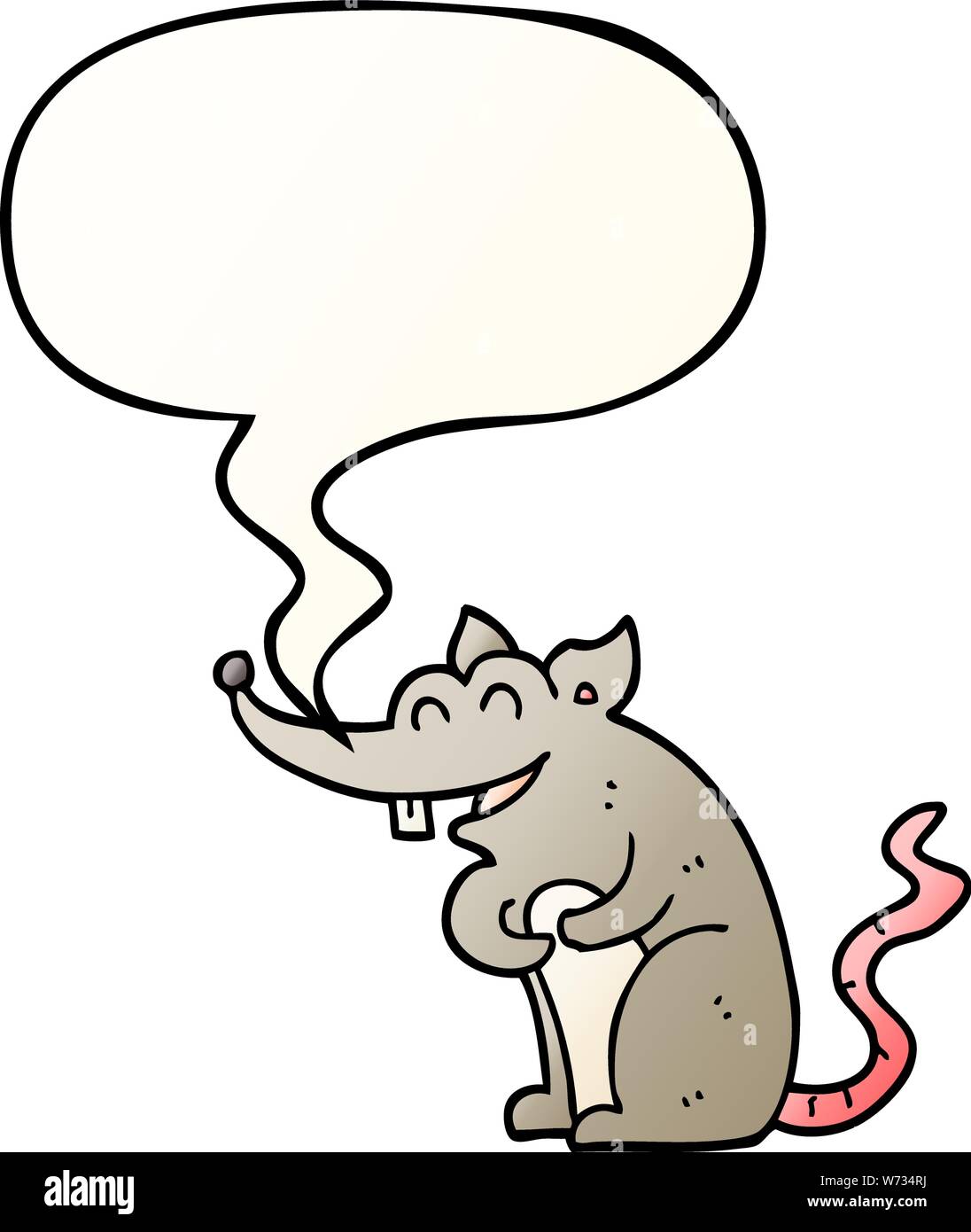 cartoon rat with speech bubble in smooth gradient style Stock Vector