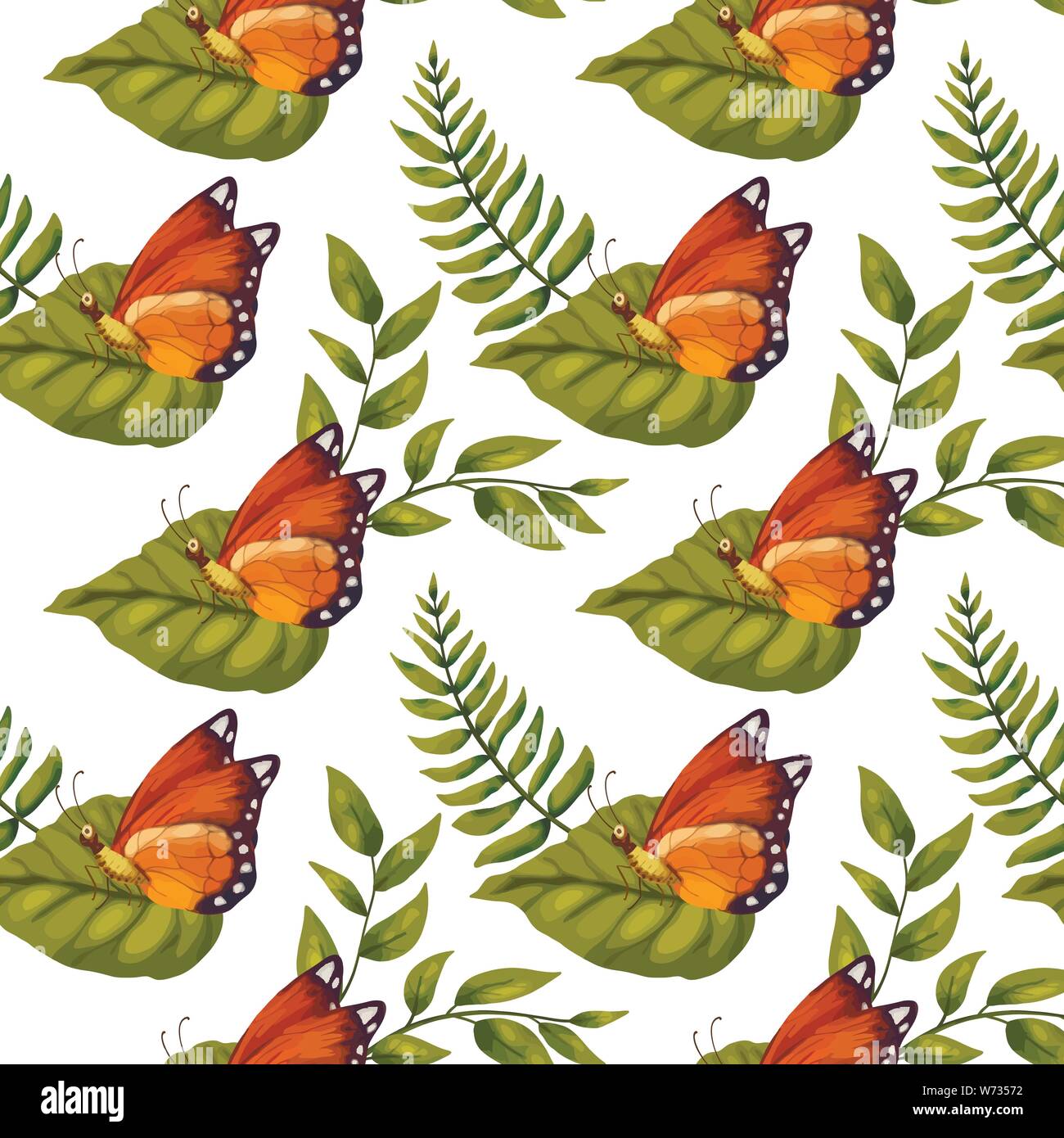Seamless Vector Pattern With Cute 3d Insect Illustration With