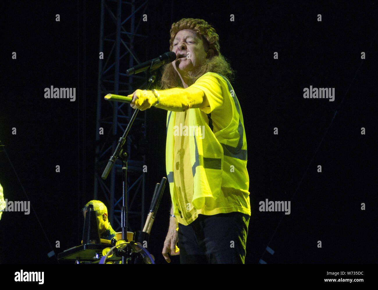 August 3, 2019, San Diego, California, U.S: Fred Schneider of the new wave band The B-52's performs live in concert at Embarcadero Marina Park South. (Credit Image: © KC Alfred/ZUMA Wire) Stock Photo