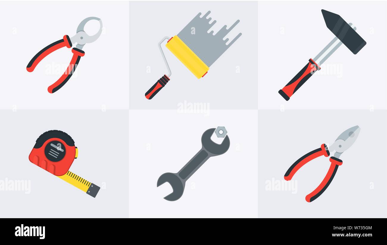 Flat tools for building construction, home repair Stock Vector Image ...