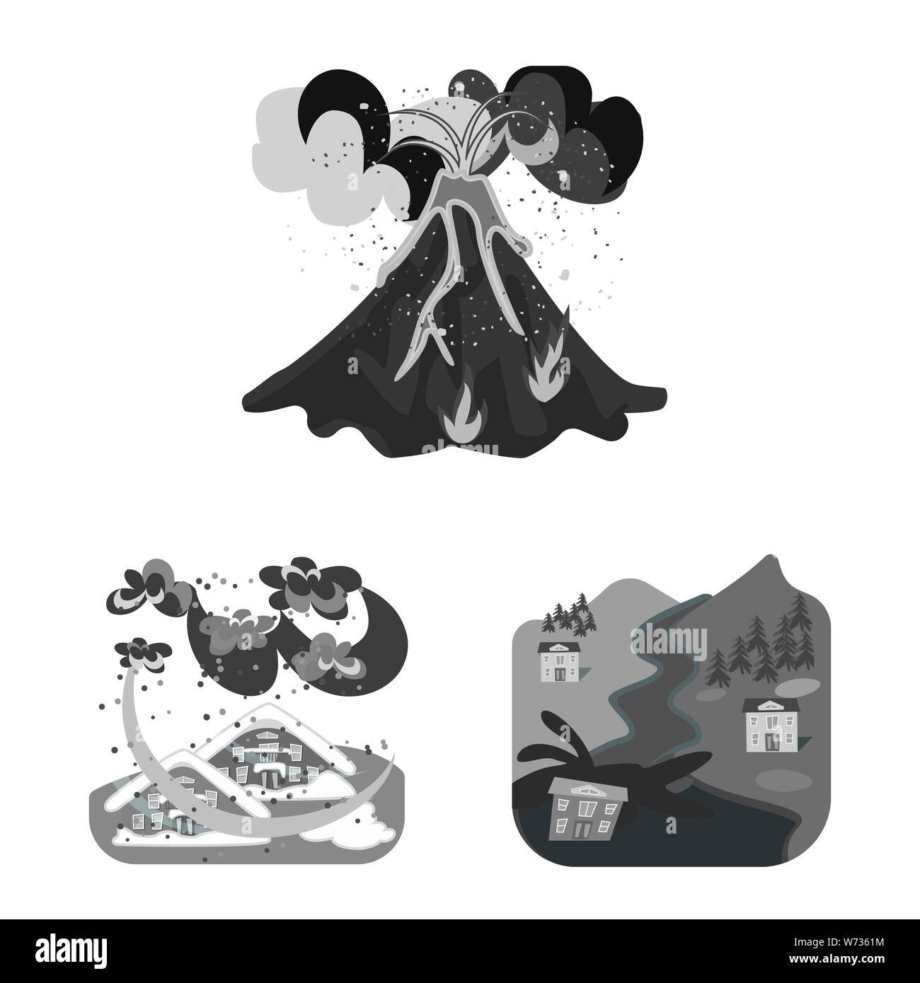 Vector illustration of nature and apocalypse sign. Collection of nature ...