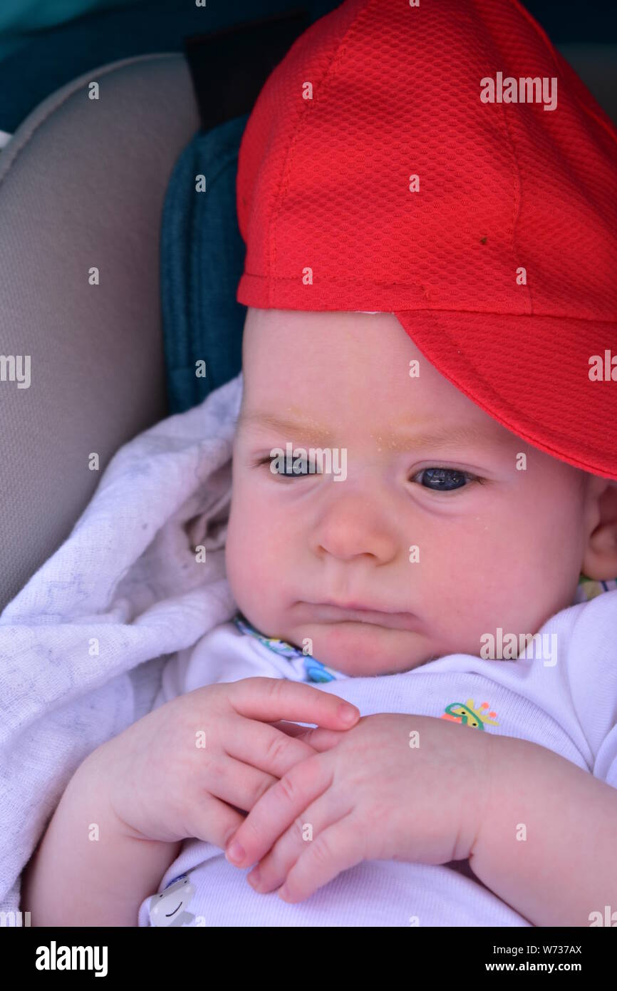 Newborn baby. Blonde boy with blue eyes, ten weeks Stock Photo Alamy