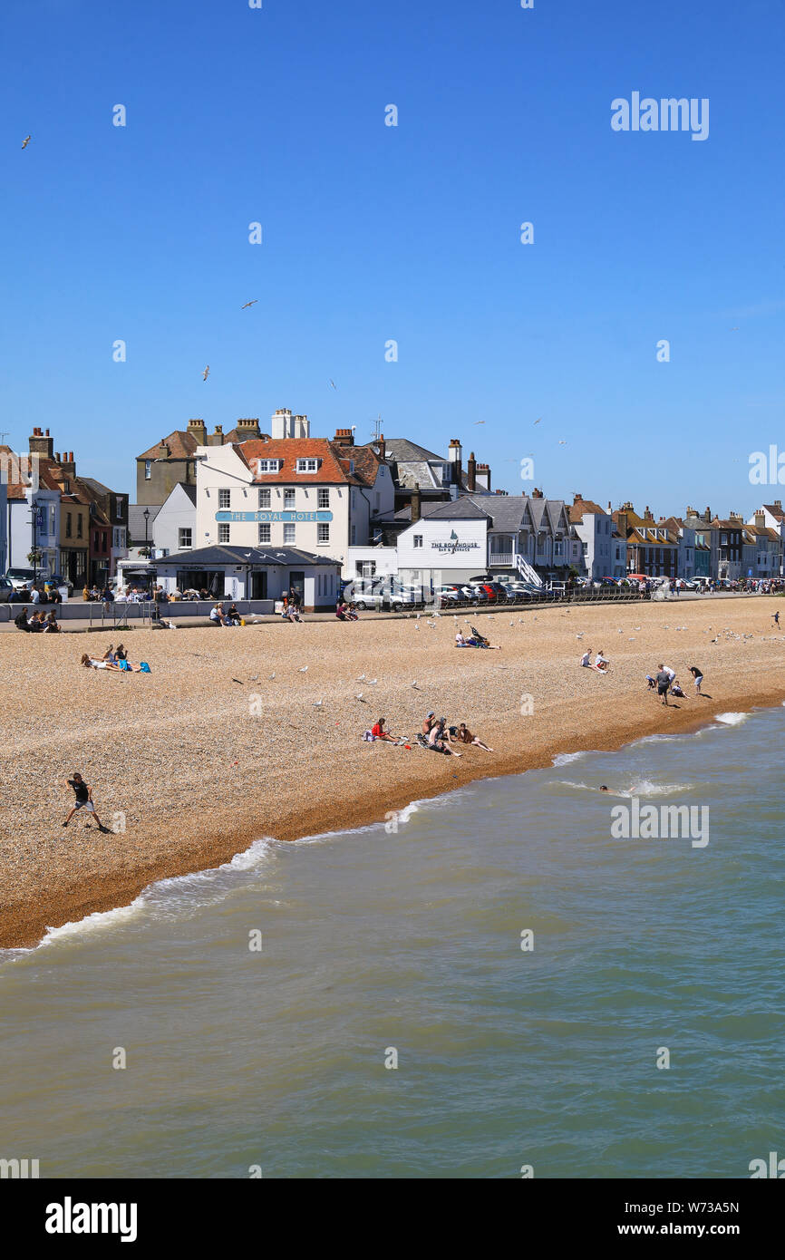 The beach and seafront in pretty Deal, on Kent's east coast, in England, UK Stock Photo
